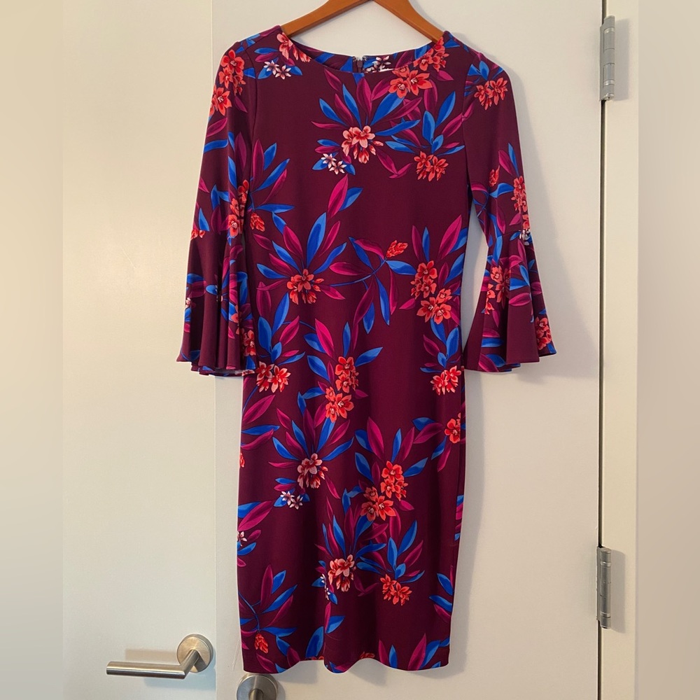 Calvin Klein dress Maroon Floral size 2